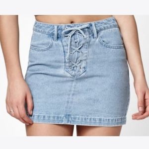 PacSun Lace Up Jean Mini Skirt